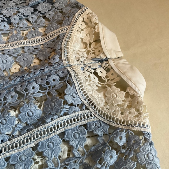 Rare SELF-PORTRAIT Petal Paneled Lace Top Blue, Size 2 - Picture 16 of 16